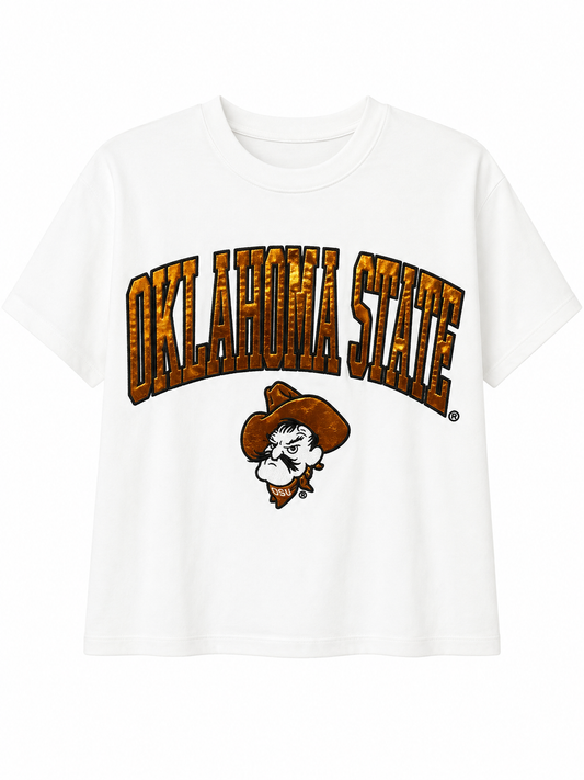 BB Stadium White OK State/Pete Head & Shine Top