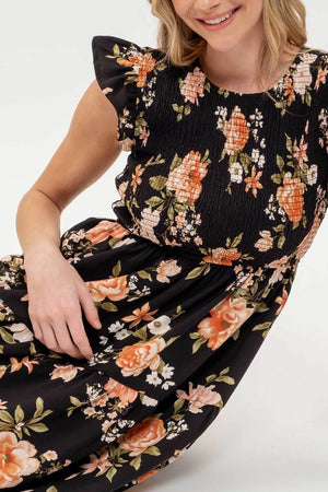 Sophie Smocked Floral Tiered Midi Dress