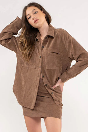 Comfort Corduroy Button Up Shacket