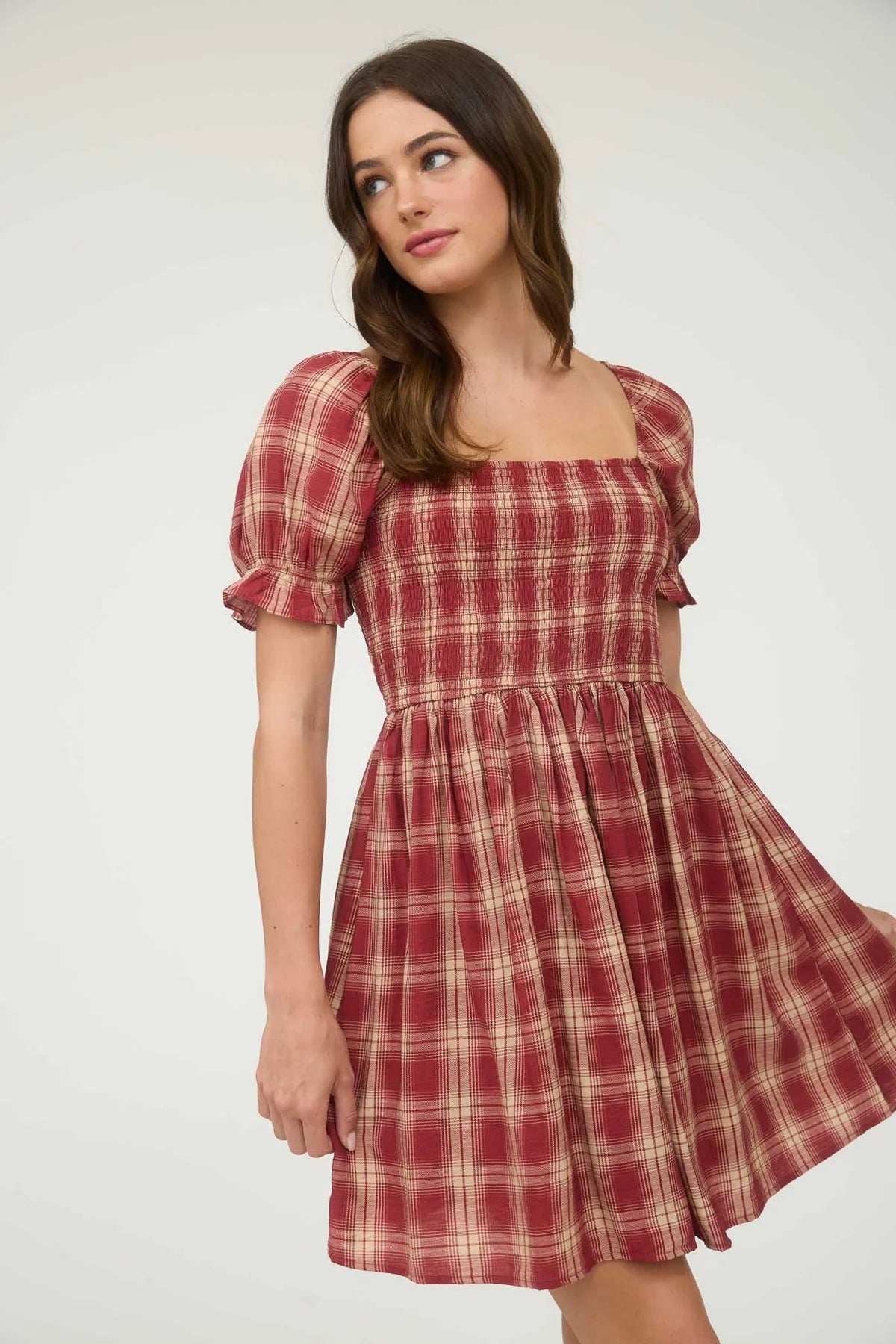 Ruby Plaid Short Dress
