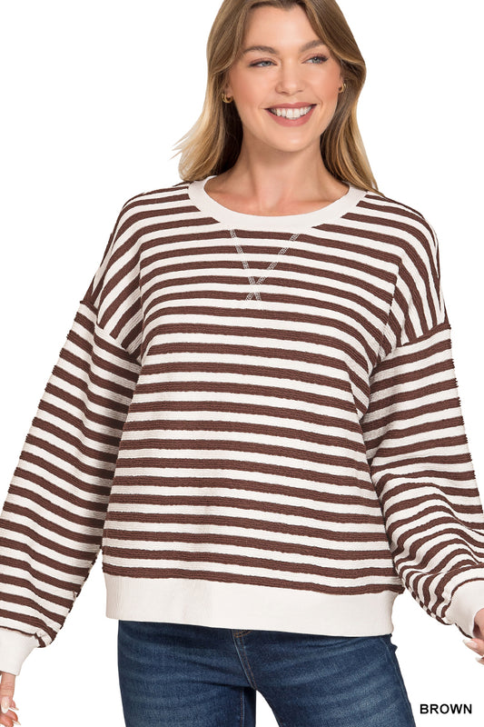Zenana Striped Pullover Top