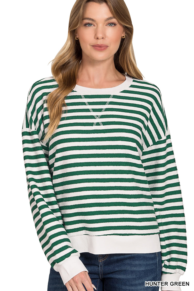 Zenana Striped Pullover Top