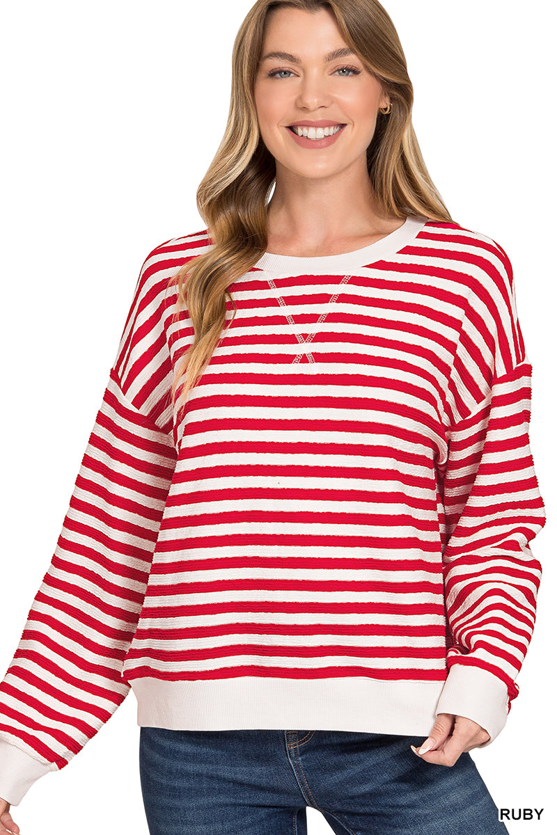 Zenana Striped Pullover Top