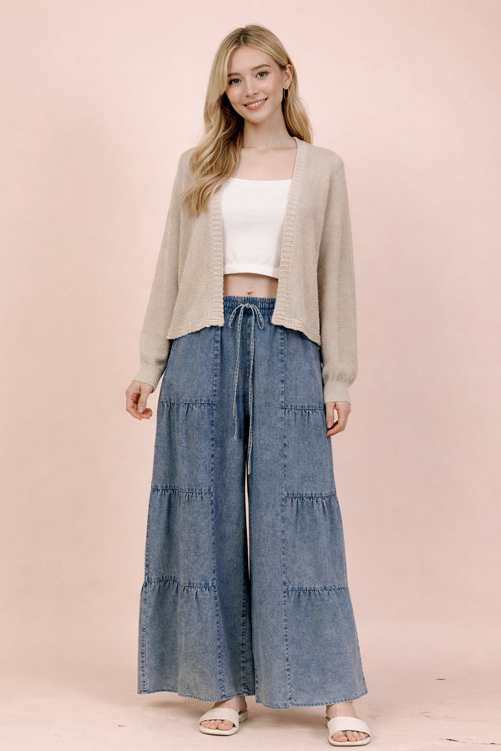 Tiered Mineral Washed Chambray Denim