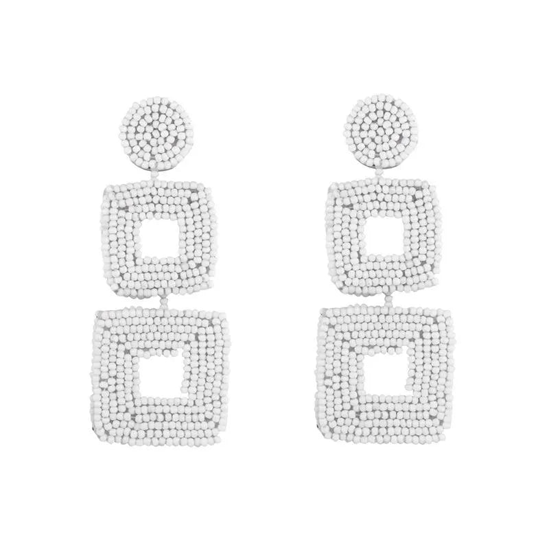 Seed Bead Square Dangle Earring