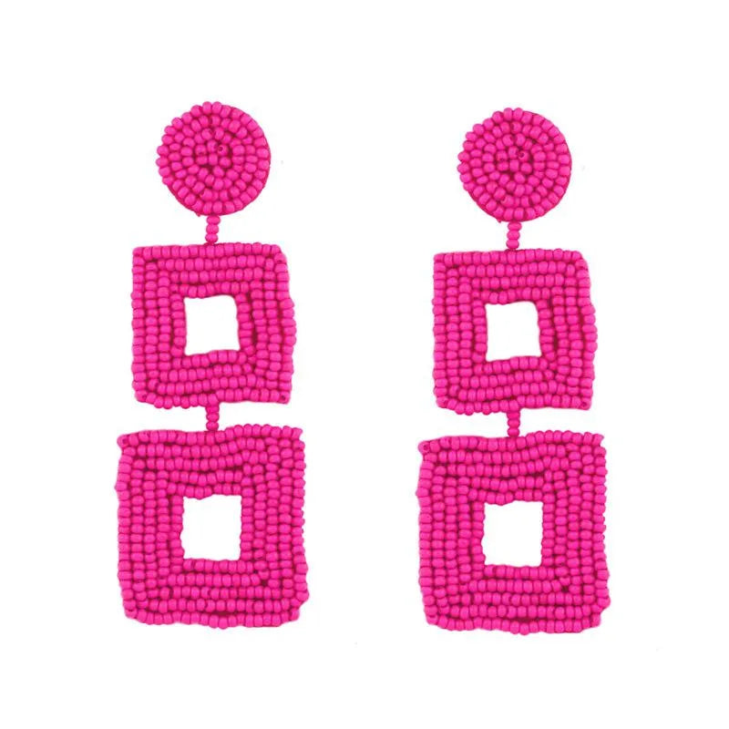 Seed Bead Square Dangle Earring