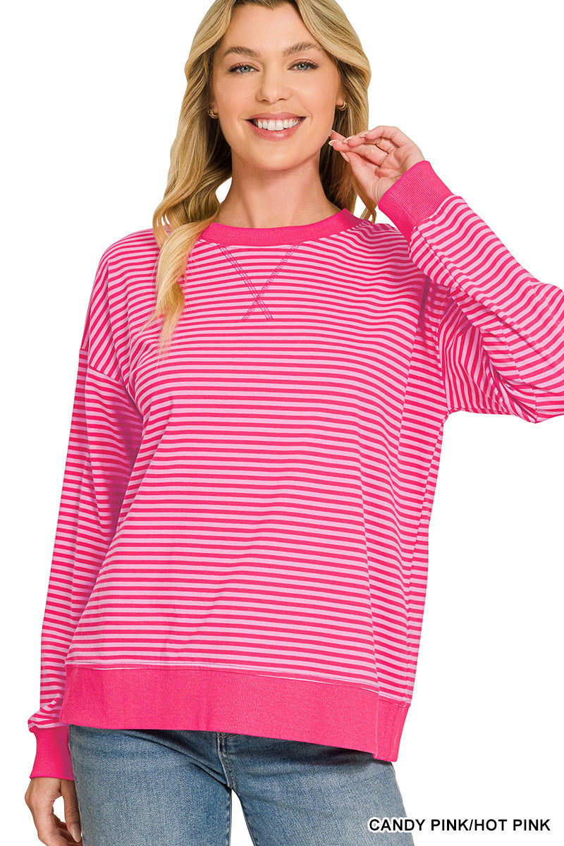 Zenana Striped Lightweight Pullover