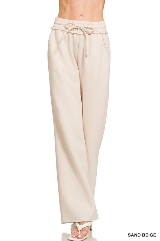 Zenana Full Length Acid Wash Palazzo Sweatpants