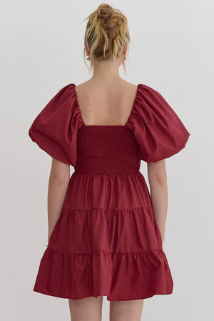 Entro Puff Sleeve Tiered Dress