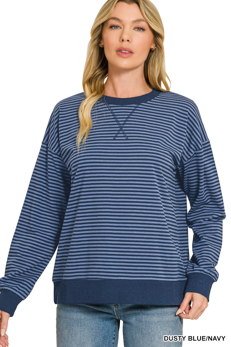 Zenana Striped Lightweight Pullover