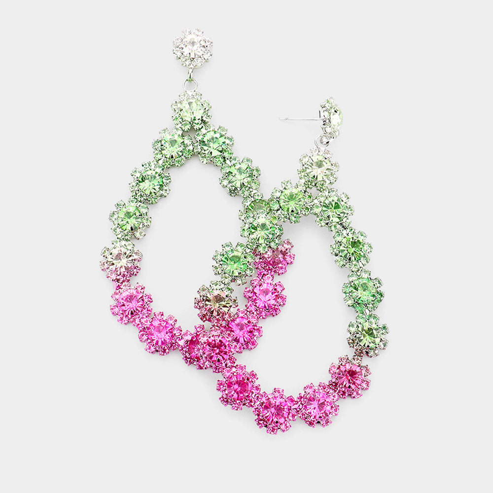 Teardrop Rhinestone Ombre Earrings