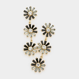 Triple Flower Dangle Earrings