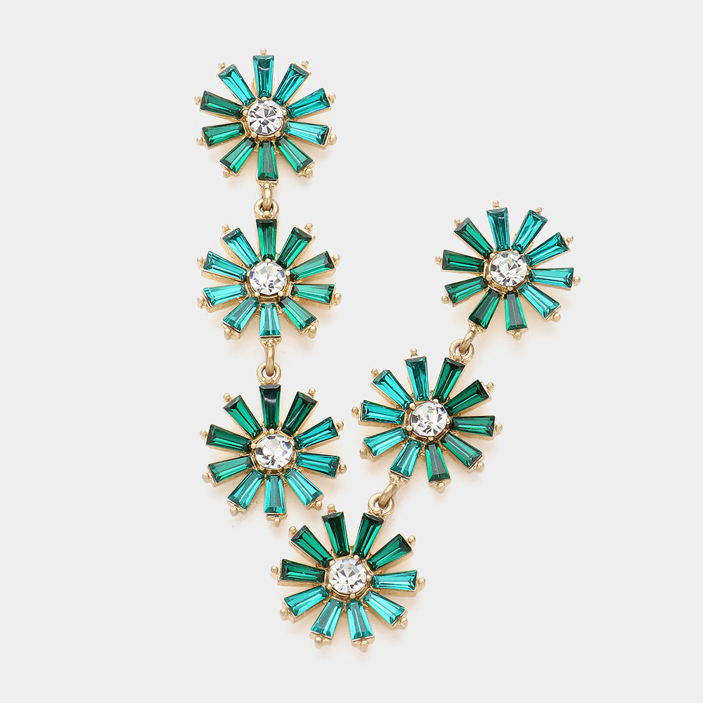 Triple Flower Dangle Earrings