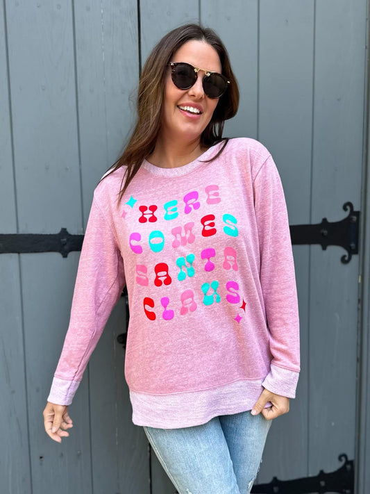 Here Comes Santa Clause French Terry Graphic Sweatshirt