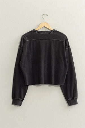 Haltom Cropped Crew Neck Sweatshirt With Raw Hem