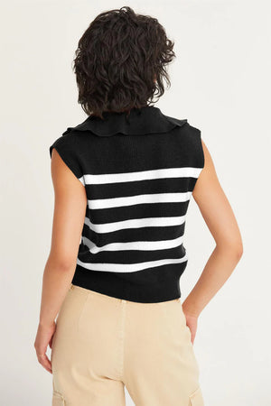 Collared Sleeveless Zip Sweater