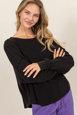 Relaxed Waffle Knit Top