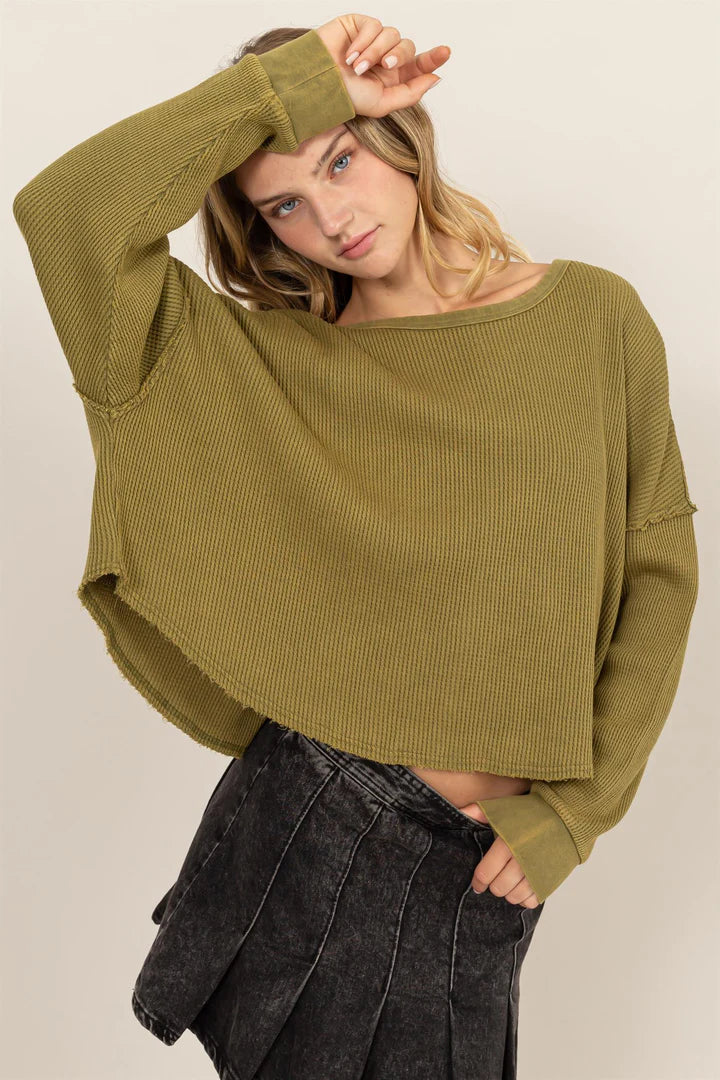 Relaxed Waffle Knit Top