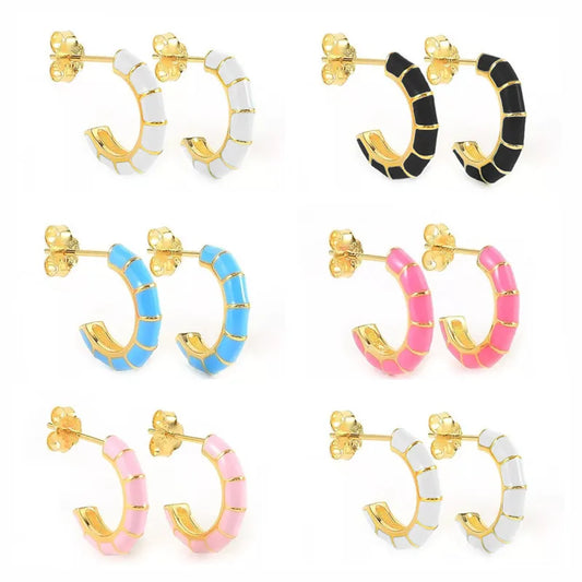 Dainty Enamel Hoop Earrings