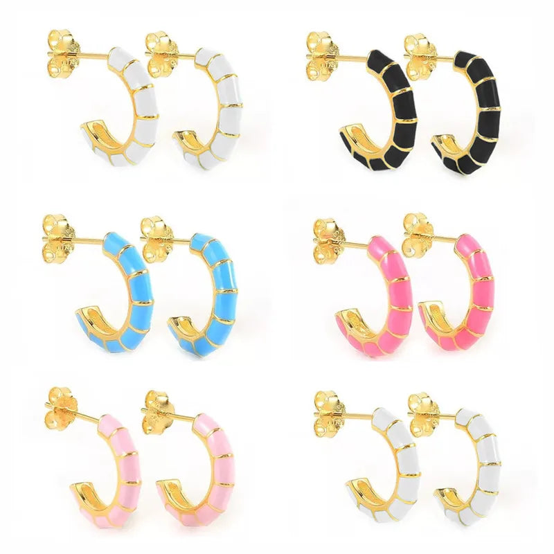 Dainty Enamel Hoop Earrings