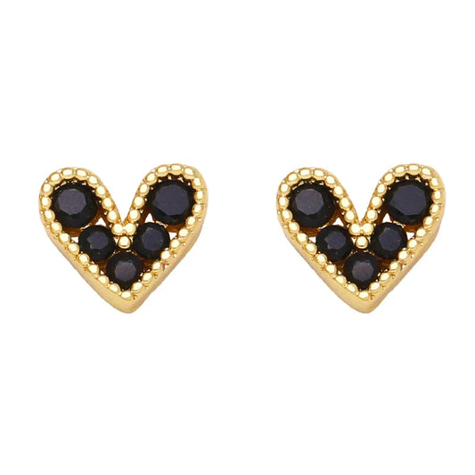 Gold Skinny Heart Stud Earrings