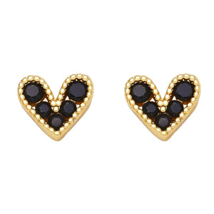 Gold Skinny Heart Stud Earrings