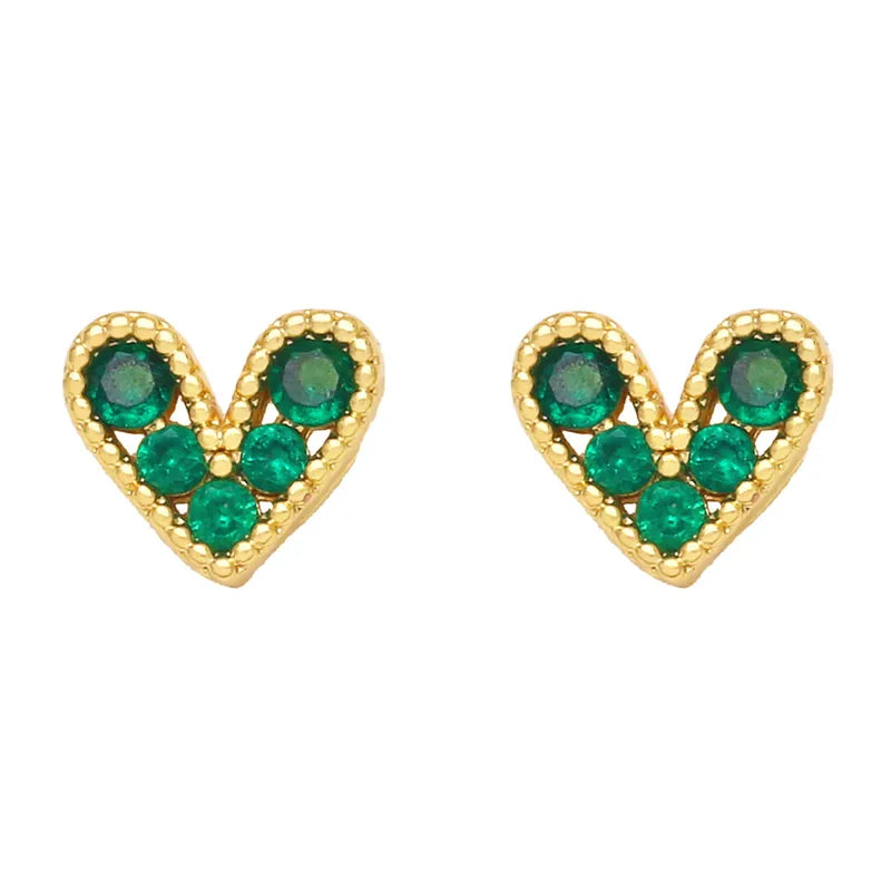 Gold Skinny Heart Stud Earrings