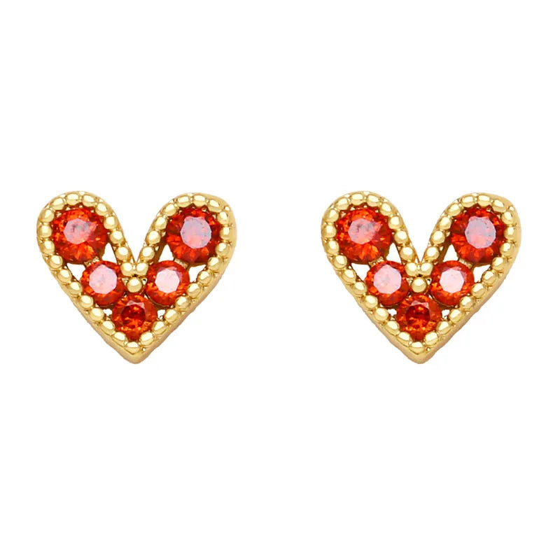 Gold Skinny Heart Stud Earrings