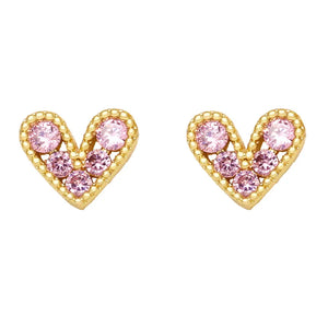 Gold Skinny Heart Stud Earrings