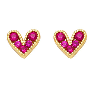 Gold Skinny Heart Stud Earrings