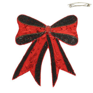 Gameday Sequin Ribbon Barrette Hair Clip