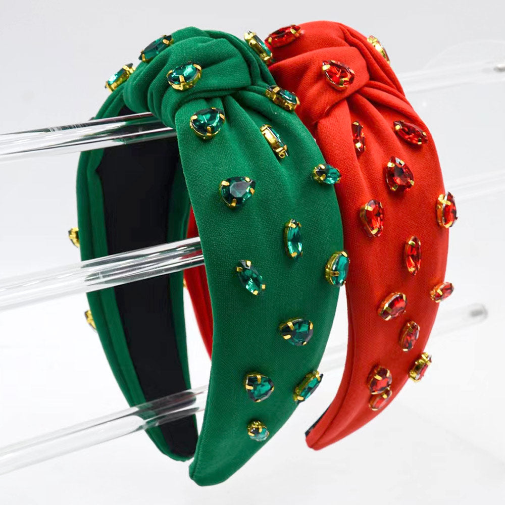 Stone Cluster Embellished Christmas Knot Headband