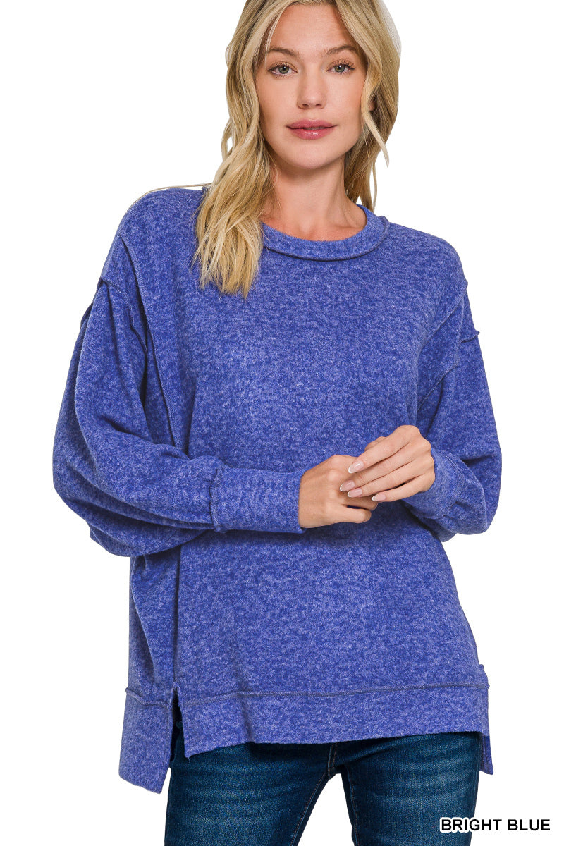 Zenana Brushed Melange Hacci Oversized Sweater