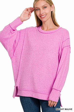 Zenana Brushed Melange Hacci Oversized Sweater