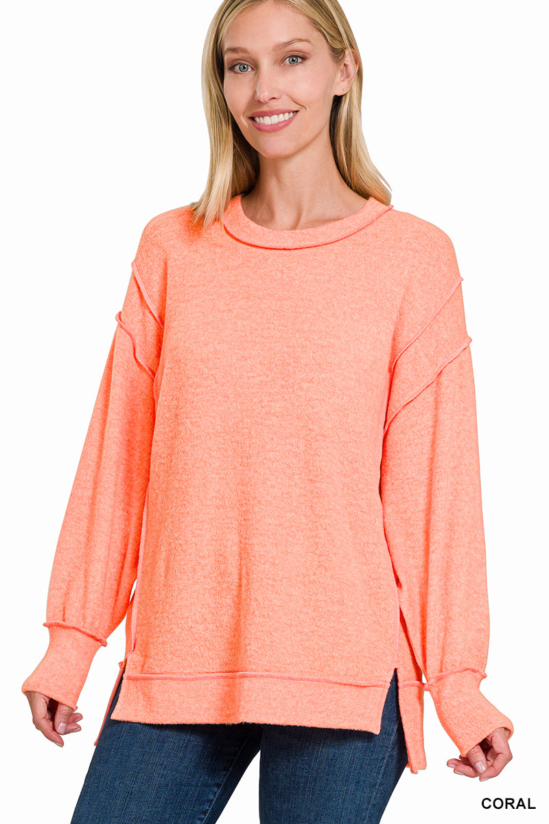 Brushed Melange Hacci Oversized Top