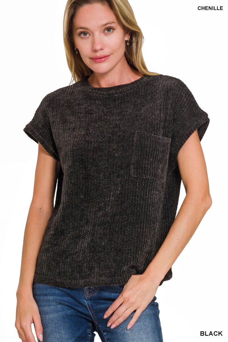 Zenana Chenille Waffle Short Sleeve Sweater