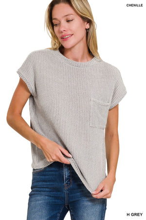 Zenana Chenille Waffle Short Sleeve Sweater