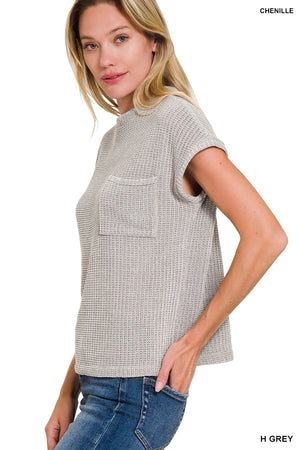 Zenana Chenille Waffle Short Sleeve Sweater