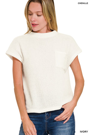 Zenana Chenille Waffle Short Sleeve Sweater