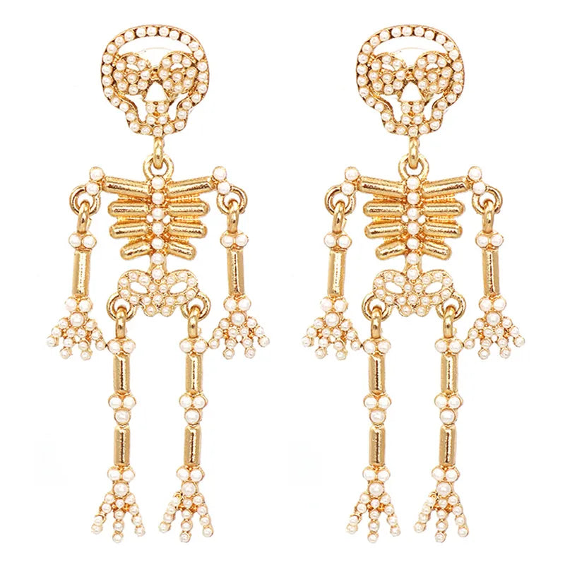 Pearl Skeleton Earrings