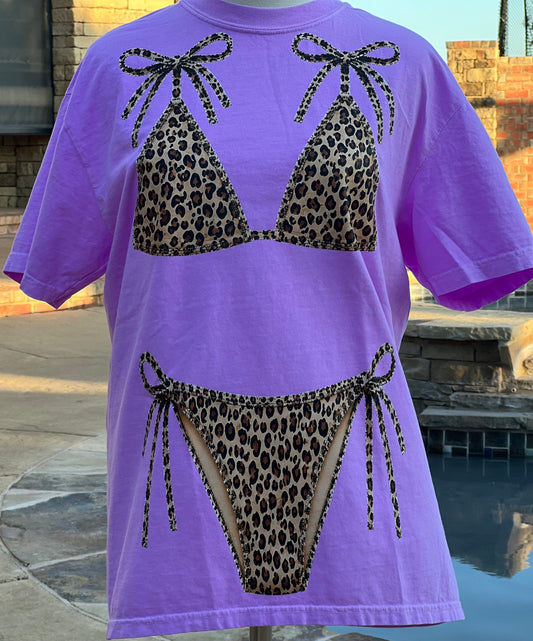 Cheetah Print Bikini Comfort Colors Tee