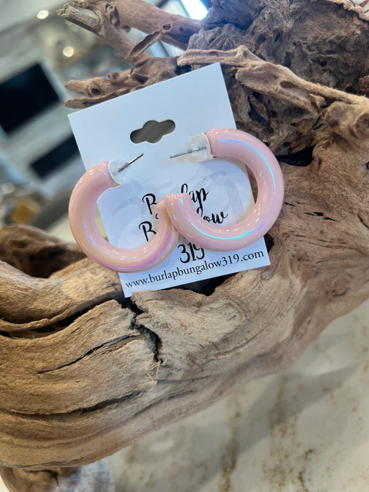 Glimmer Iridescent Hoop Earrings