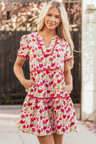 Mia Floral Ric Rac Tiered Dress