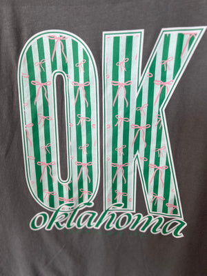 OK Preppy Stripes & Bows Graphic Tee by Calamity Jane's