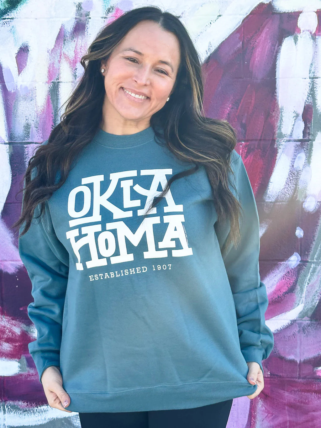 Oklahoma Block Letters Graphic Sweatshirt by Calamity Jane's Apparel