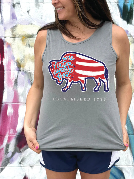 Calamity Jane's Apparel One Nation Under God Buffalo Flag Graphic Tee