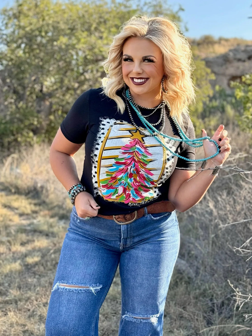 Paintbrush Christmas Graphic Tee by Texas True Threads