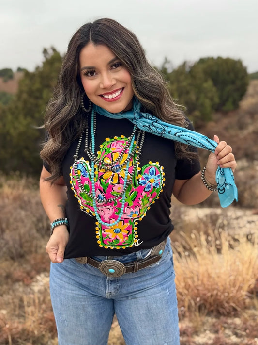 Callie Ann Pink Floral Cactus Graphic Tee