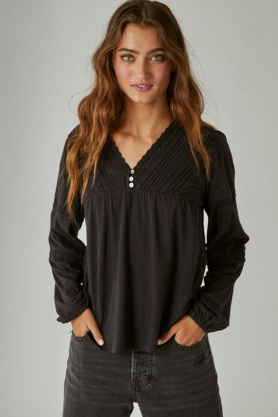Lucky Brand Lace Inset Top