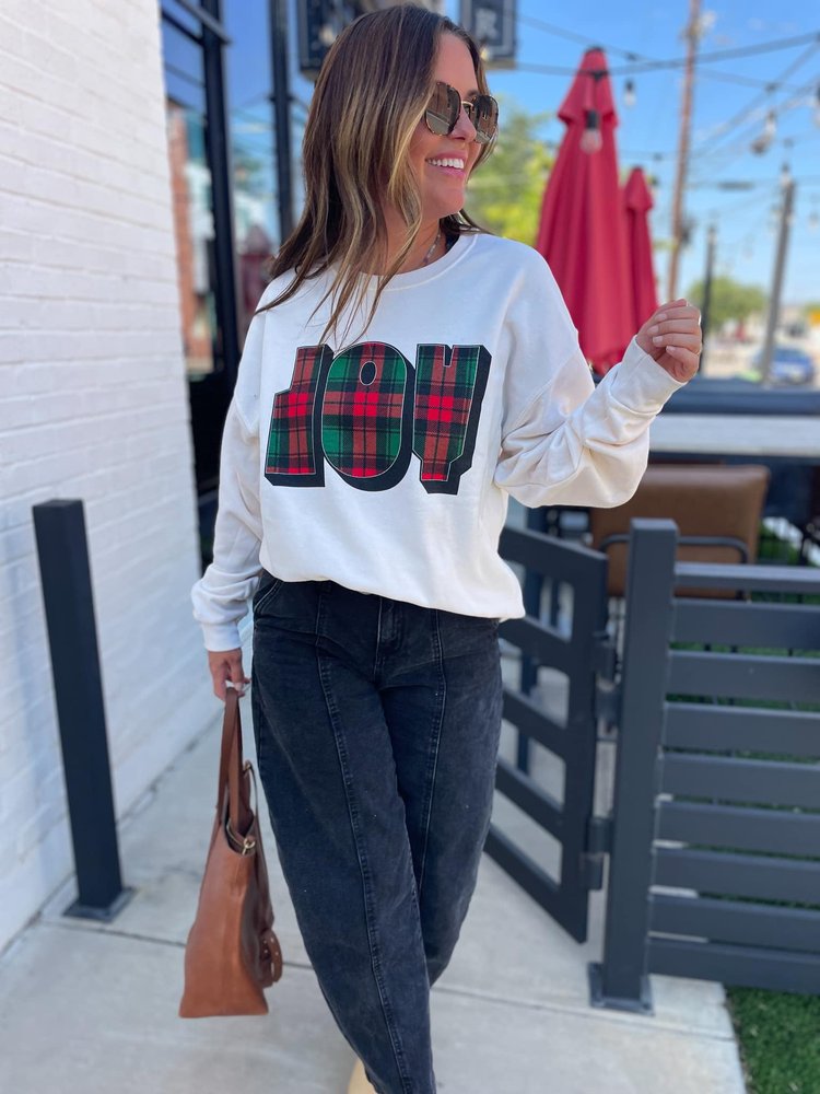 Joy Plaid Christmas Graphic Sweatshirt